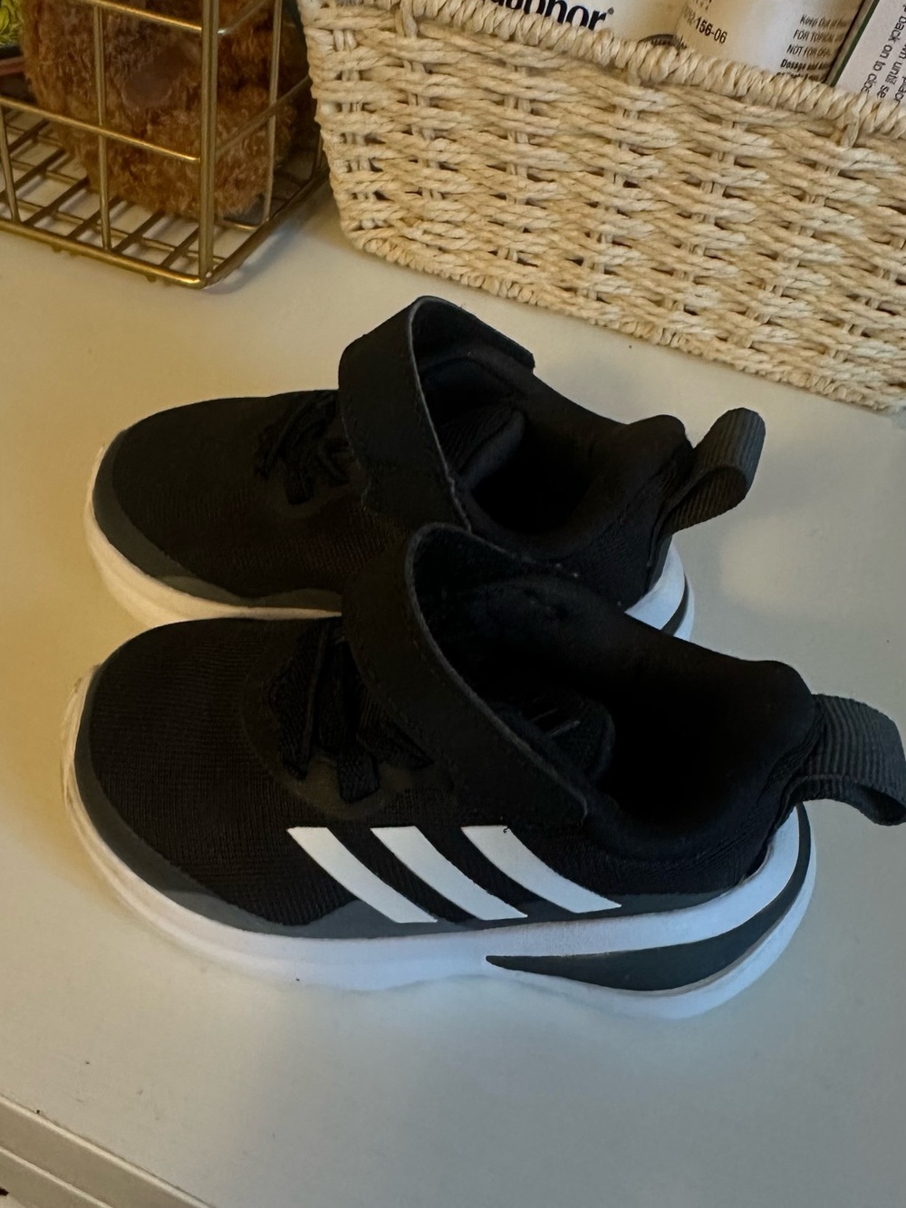 adidas Black and White Kids Sneakers with Stripes